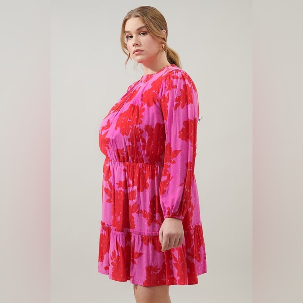NWT Sugarlips Linnea Floral Balloon Sleeve Blouson Dress Curve 3X | Floral Dress